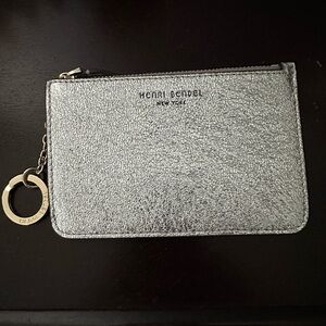 Henri Bendel W 57th Silver Metallic Mini Zip Coin Purse NWOT